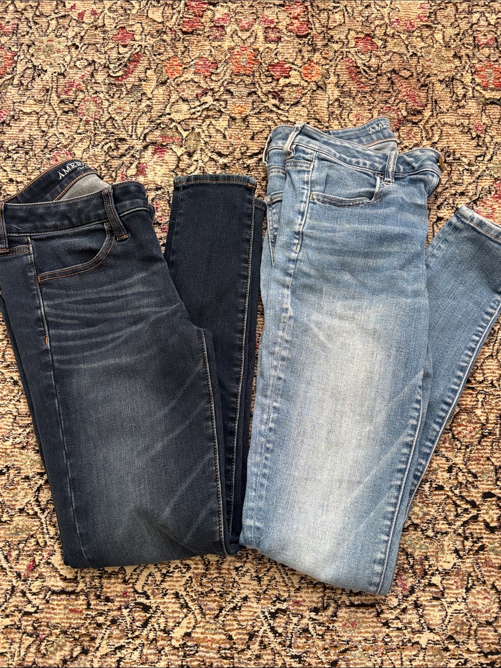 American Eagle Outfitters Women’s Skinny Jeans - Dark Blue & Light Blue Washes